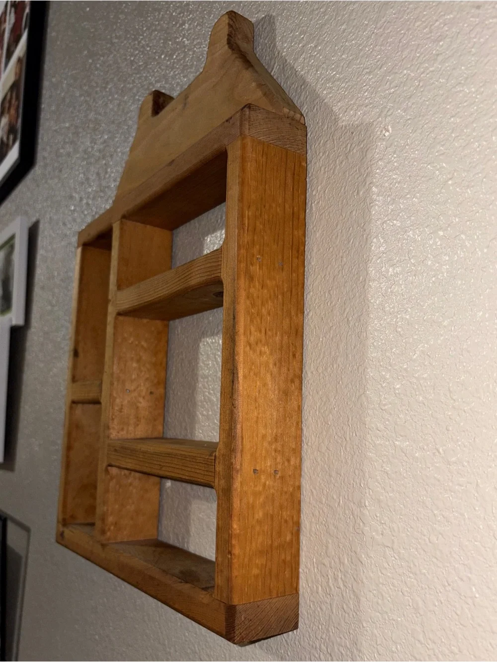 Vintage Wooden House Trinket & Miniature Display cubby Shelf